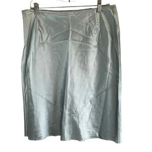 vintage TAHARI 100% Silk Ice Blue Side Zip Lined Skirt Size 12